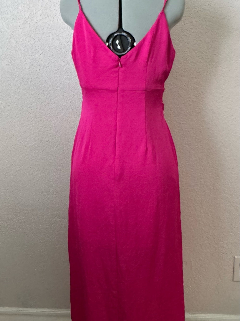 Bright Pink Twist-Front Women’s Dress - Picture 2 of 3